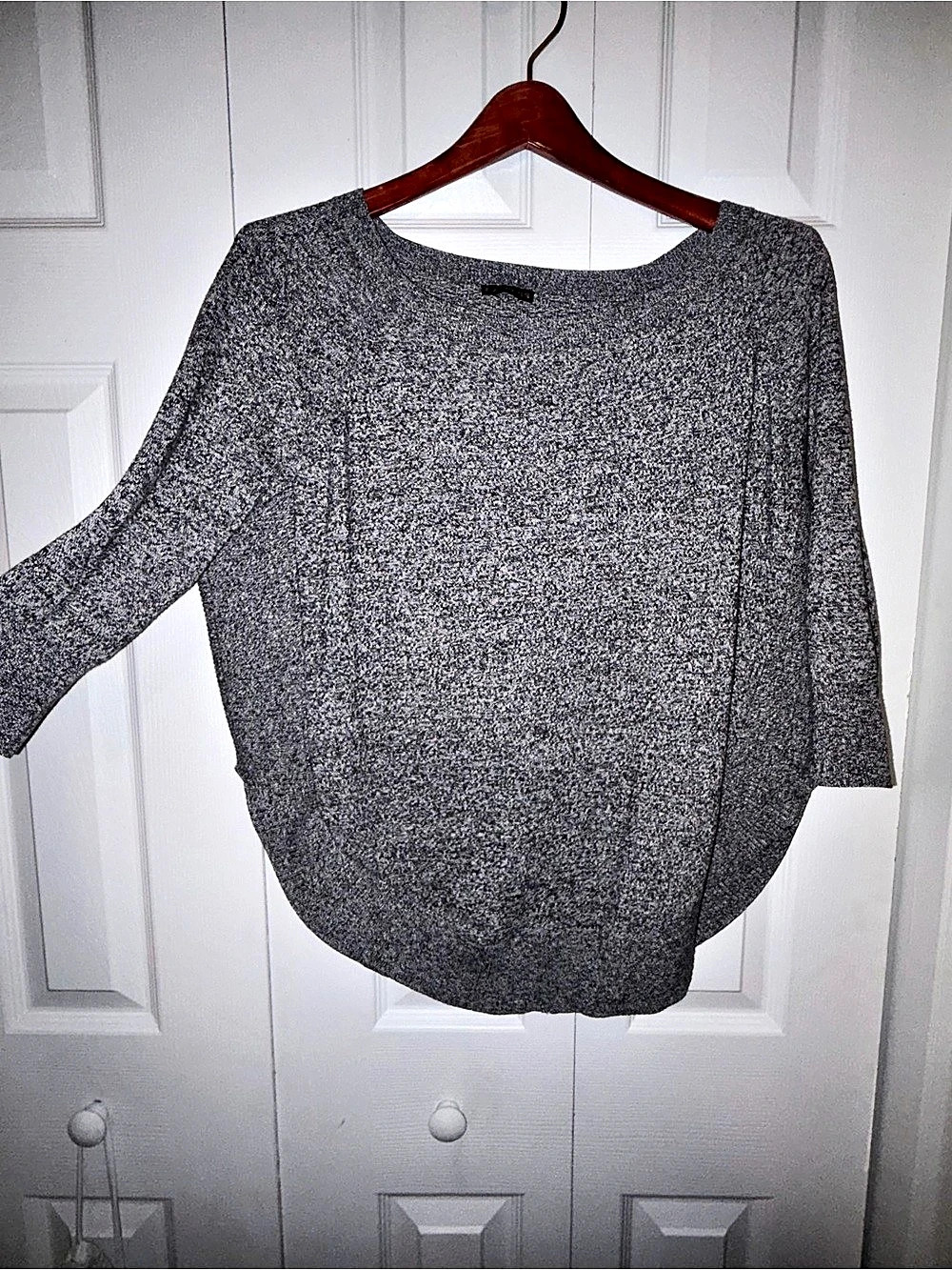 Express Gray Marled Oversized Dolman 3/4 Sleeve Sweater Top